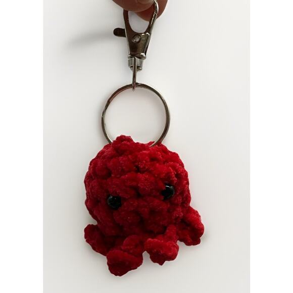 Handmade Crocheted Amigurumi Red Octopus Keychain {RR} - Picture 1 of 8